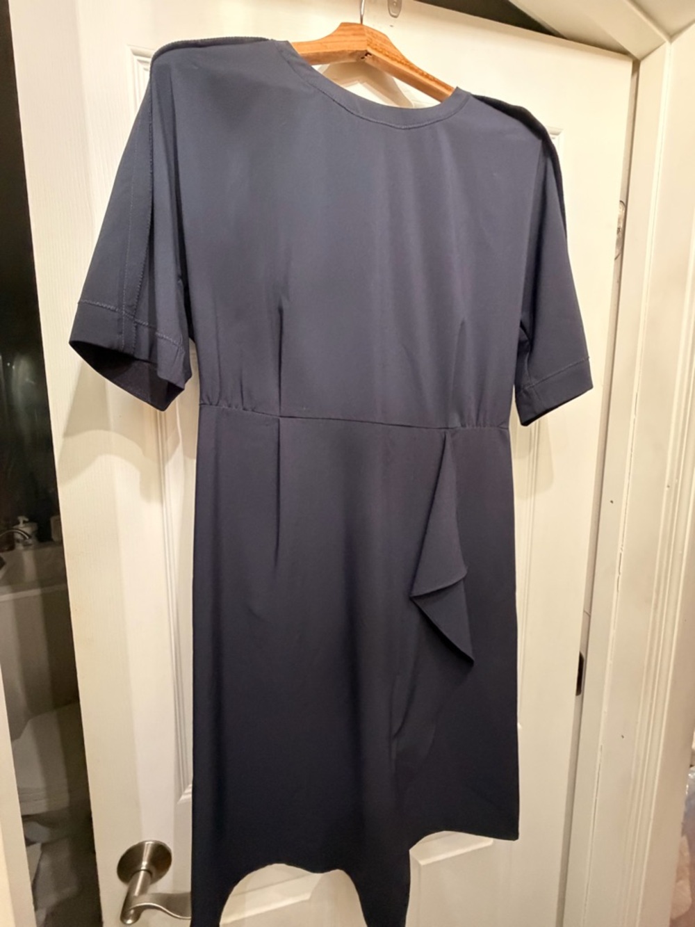 Morgan de Toi Slate Blue Midi Shift Dress with strap